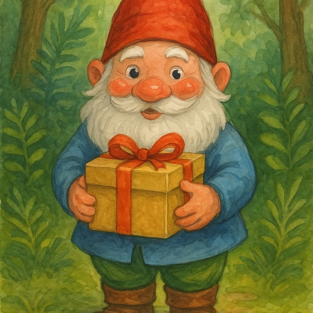 Garden Gnome with Gift Box